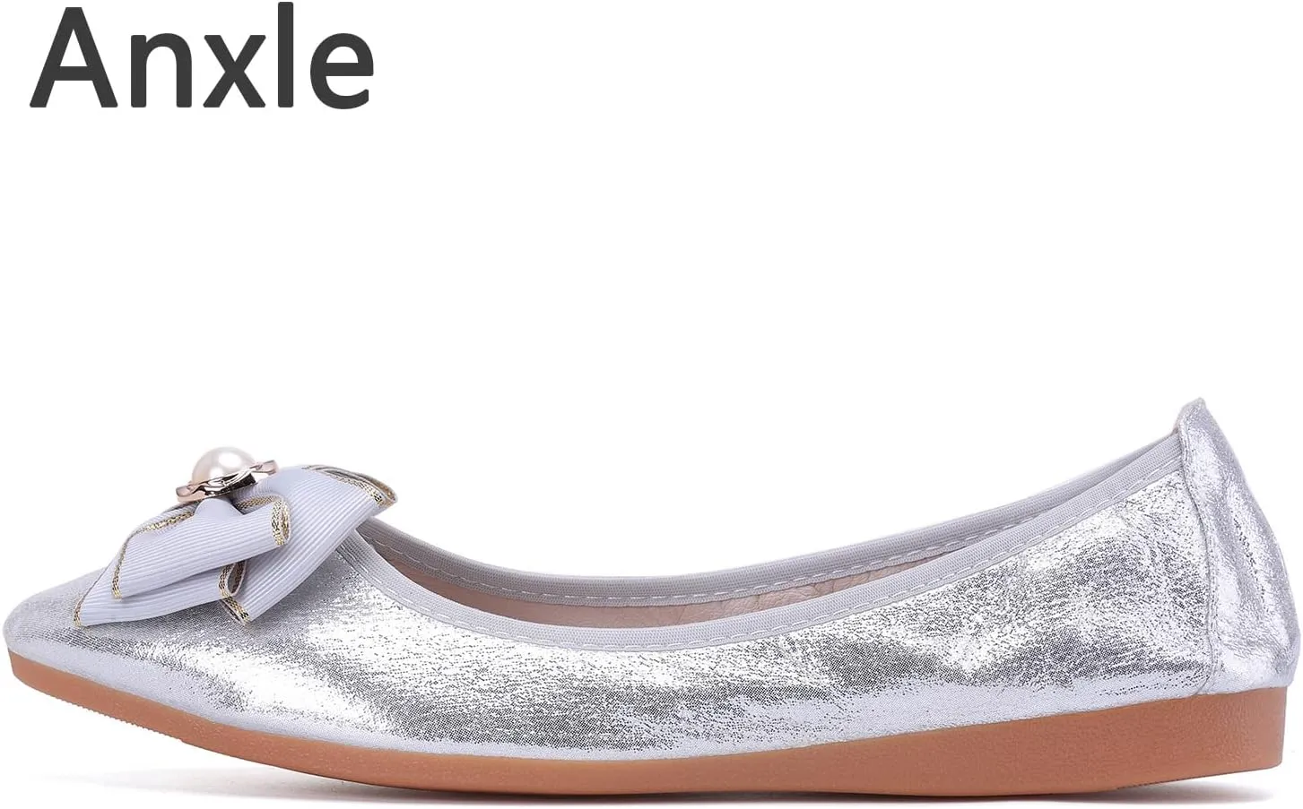 Womens Foldable Ballet Flats Bling Rhinestone Pointed Toe Comfort Slip On Walk Work Loafers Bridal Dress Shoes