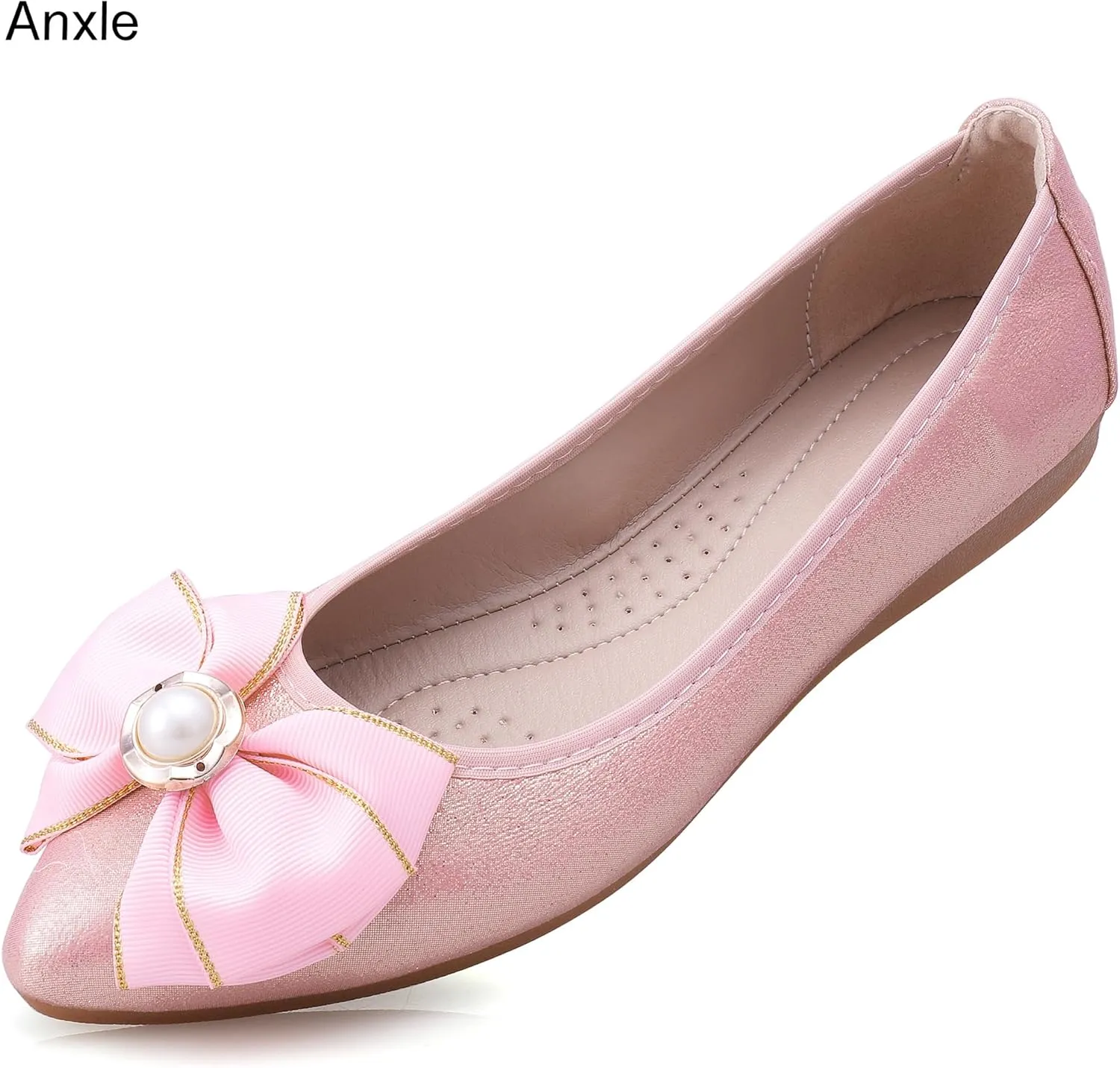 Womens Foldable Ballet Flats Bling Rhinestone Pointed Toe Comfort Slip On Walk Work Loafers Bridal Dress Shoes