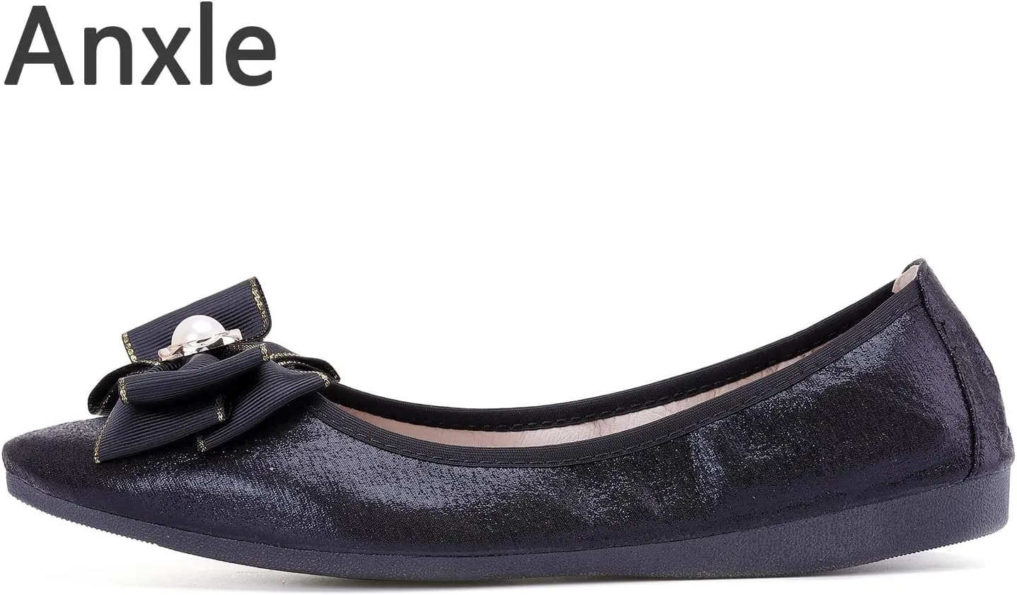 Womens Foldable Ballet Flats Bling Rhinestone Pointed Toe Comfort Slip On Walk Work Loafers Bridal Dress Shoes