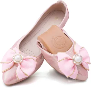 Womens Foldable Ballet Flats Bling Rhinestone Pointed Toe Comfort Slip On Walk Work Loafers Bridal Dress Shoes