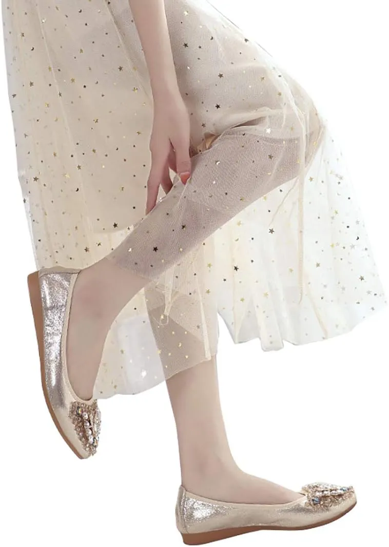 Womens Foldable Ballet Flats Bling Rhinestone Pointed Toe Comfort Slip On Walk Work Loafers Bridal Dress Shoes