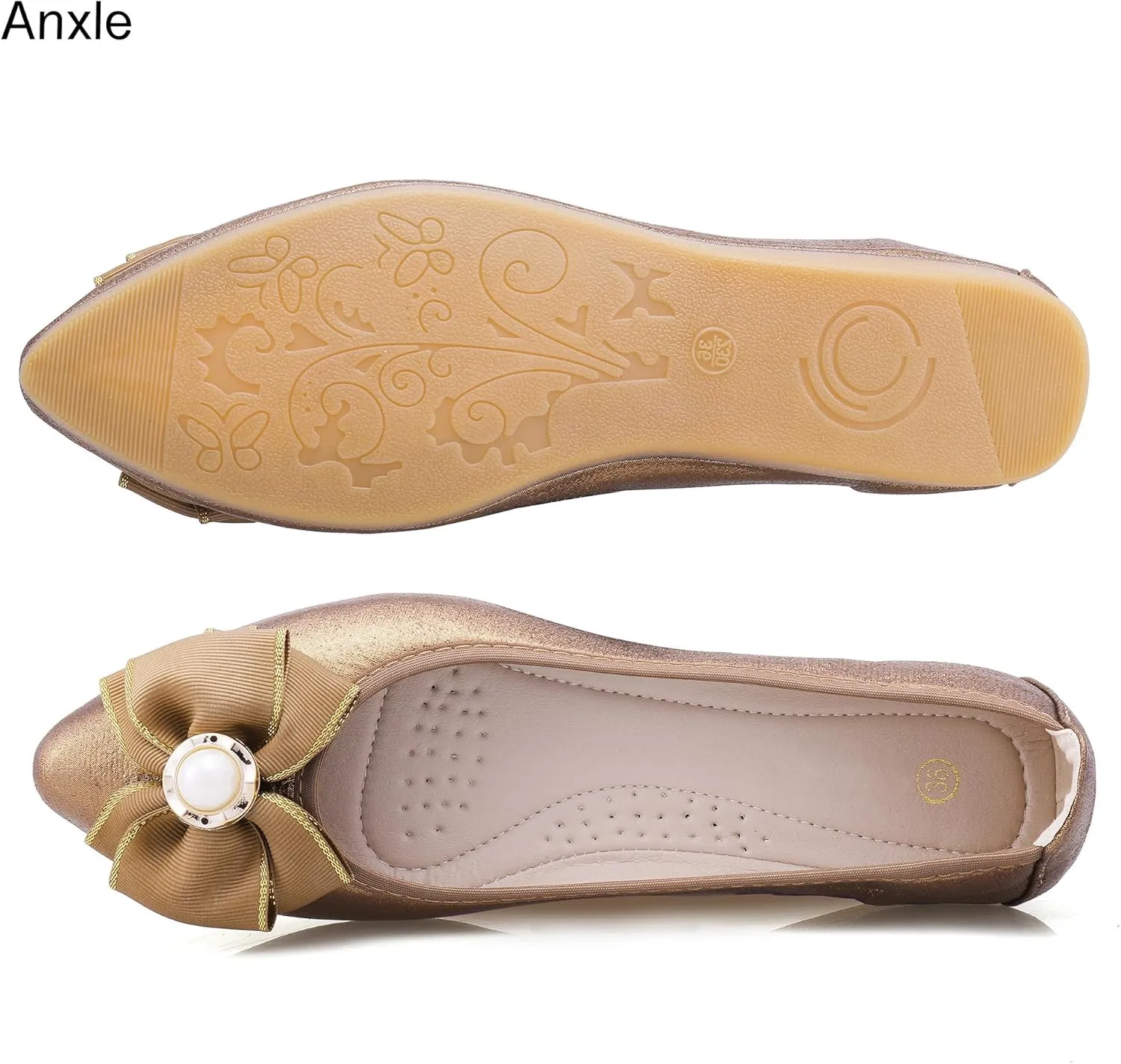 Womens Foldable Ballet Flats Bling Rhinestone Pointed Toe Comfort Slip On Walk Work Loafers Bridal Dress Shoes