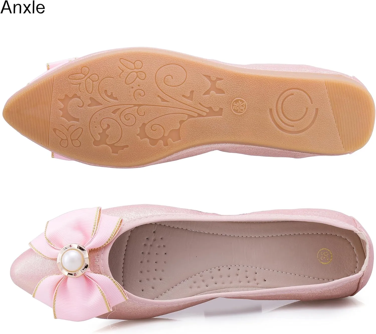 Womens Foldable Ballet Flats Bling Rhinestone Pointed Toe Comfort Slip On Walk Work Loafers Bridal Dress Shoes