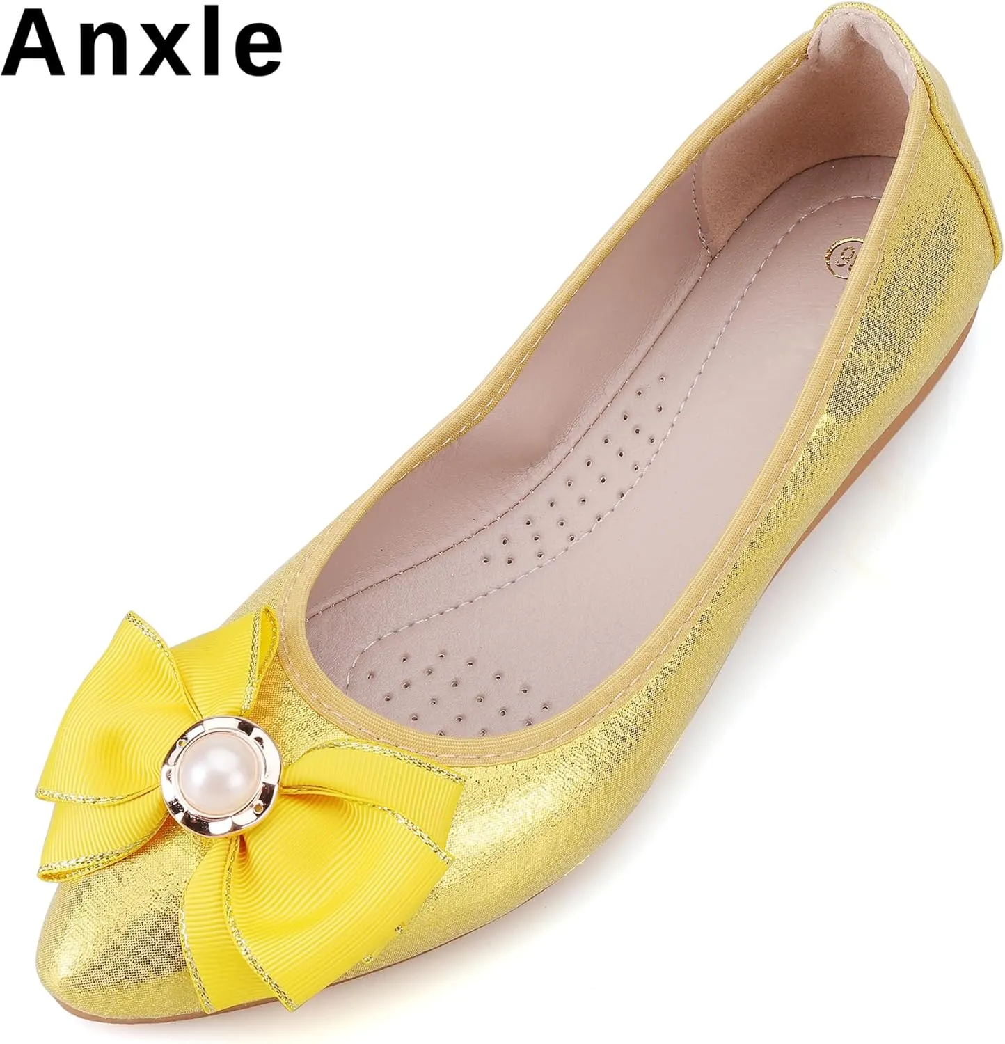 Womens Foldable Ballet Flats Bling Rhinestone Pointed Toe Comfort Slip On Walk Work Loafers Bridal Dress Shoes