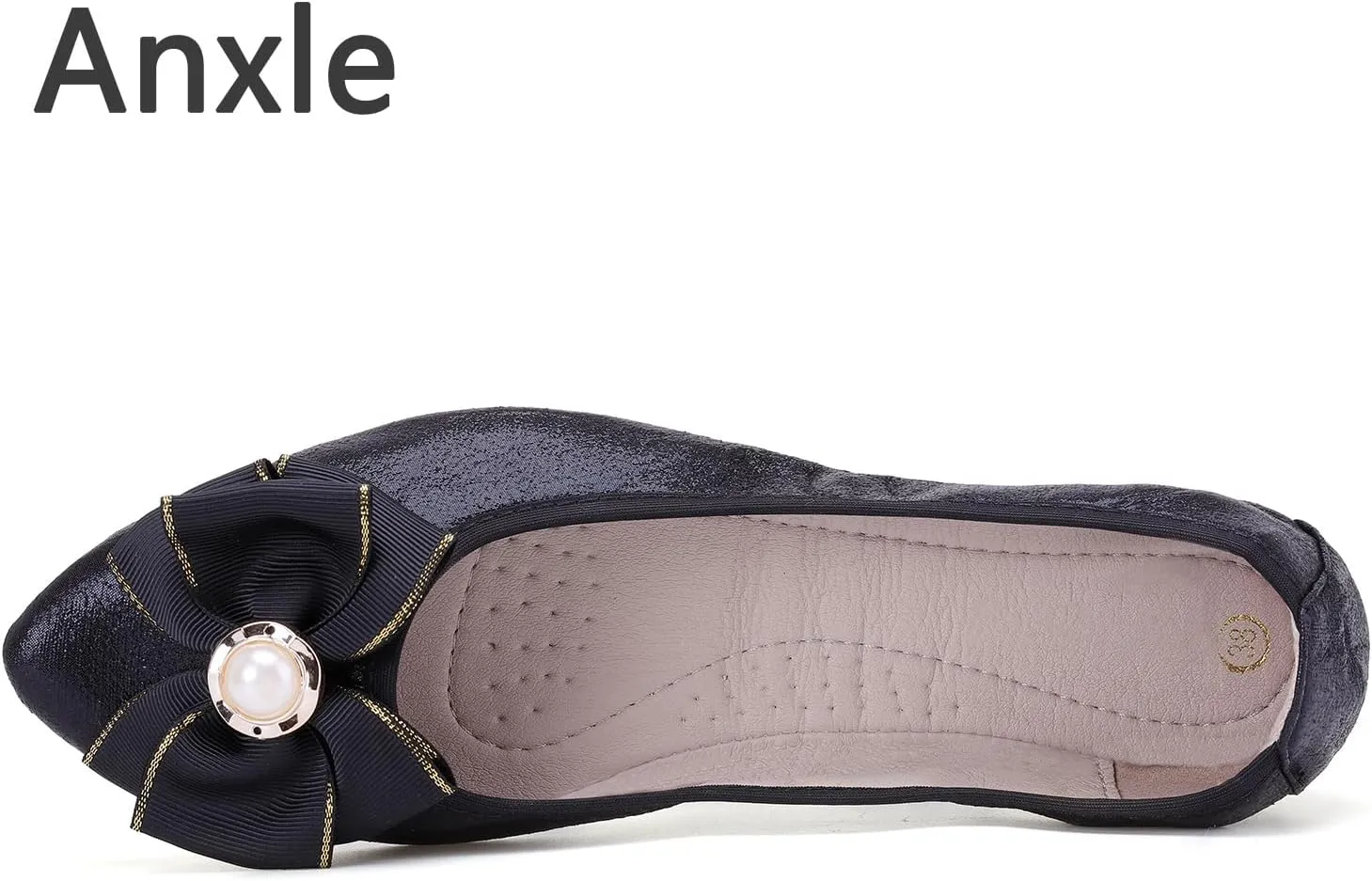 Womens Foldable Ballet Flats Bling Rhinestone Pointed Toe Comfort Slip On Walk Work Loafers Bridal Dress Shoes