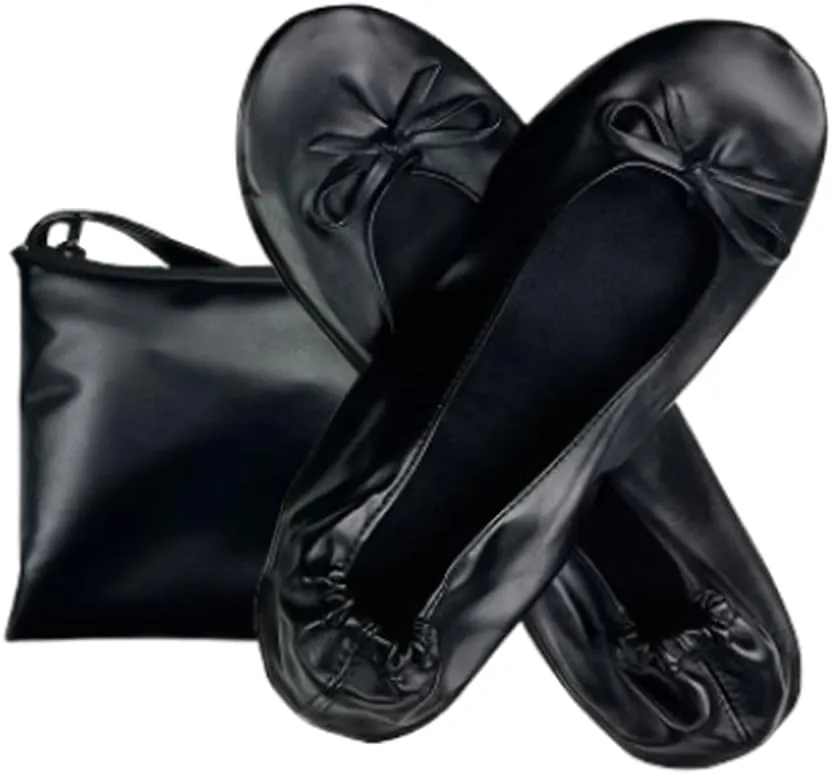 Women's Foldable Ballet Flats Portable Slip-On Shoes for Wedding, Travel, Work & Driving