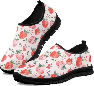 Women's Fruit Print Shoes Low Top Slip On Casual Walking Flat Shoes Comfortable Soft-Soled Sports Running Sneakers