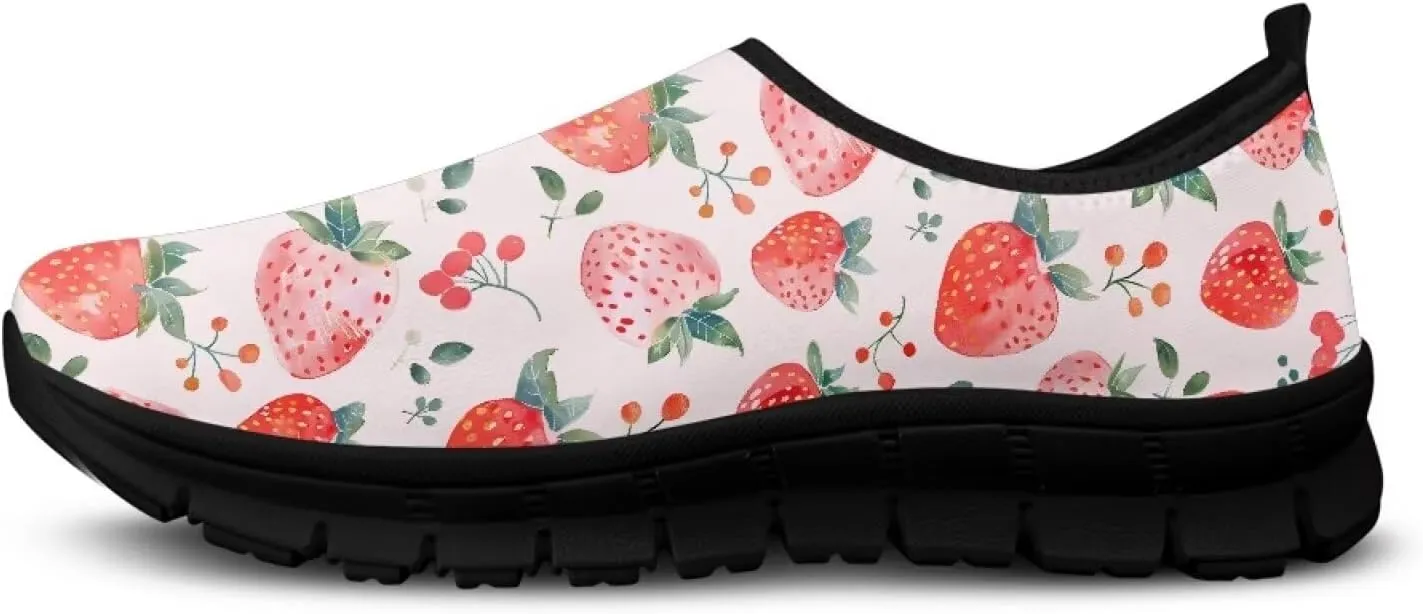 Women's Fruit Print Shoes Low Top Slip On Casual Walking Flat Shoes Comfortable Soft-Soled Sports Running Sneakers