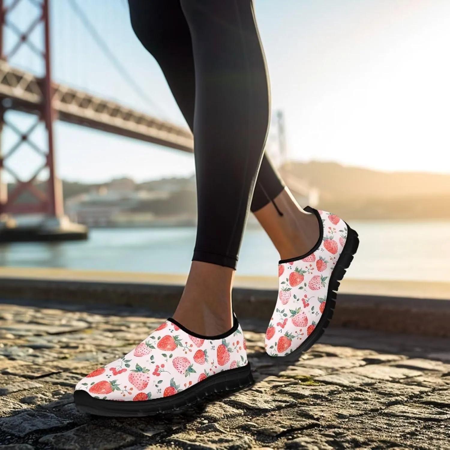 Women's Fruit Print Shoes Low Top Slip On Casual Walking Flat Shoes Comfortable Soft-Soled Sports Running Sneakers