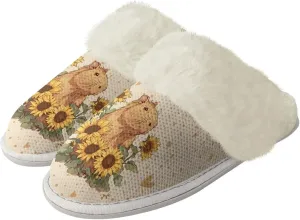 Women's Fuzzy Slip On Slippers Warm Cozy Soft Plush Slippers Lightweight Winter Fluffy Non Slip Indoor House Shoes Size 5-10