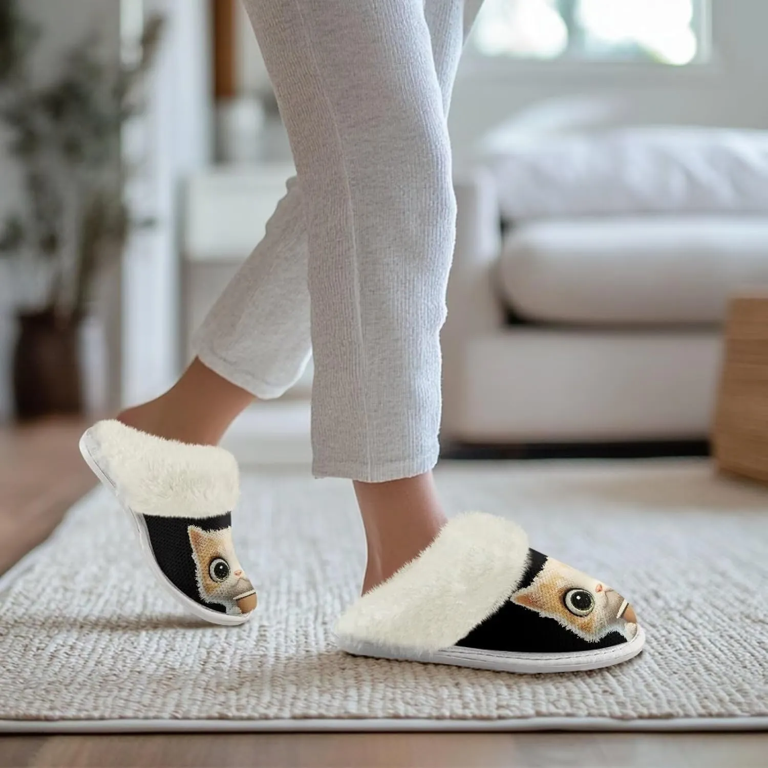 Women's Fuzzy Slip On Slippers Warm Cozy Soft Plush Slippers Lightweight Winter Fluffy Non Slip Indoor House Shoes Size 5-10