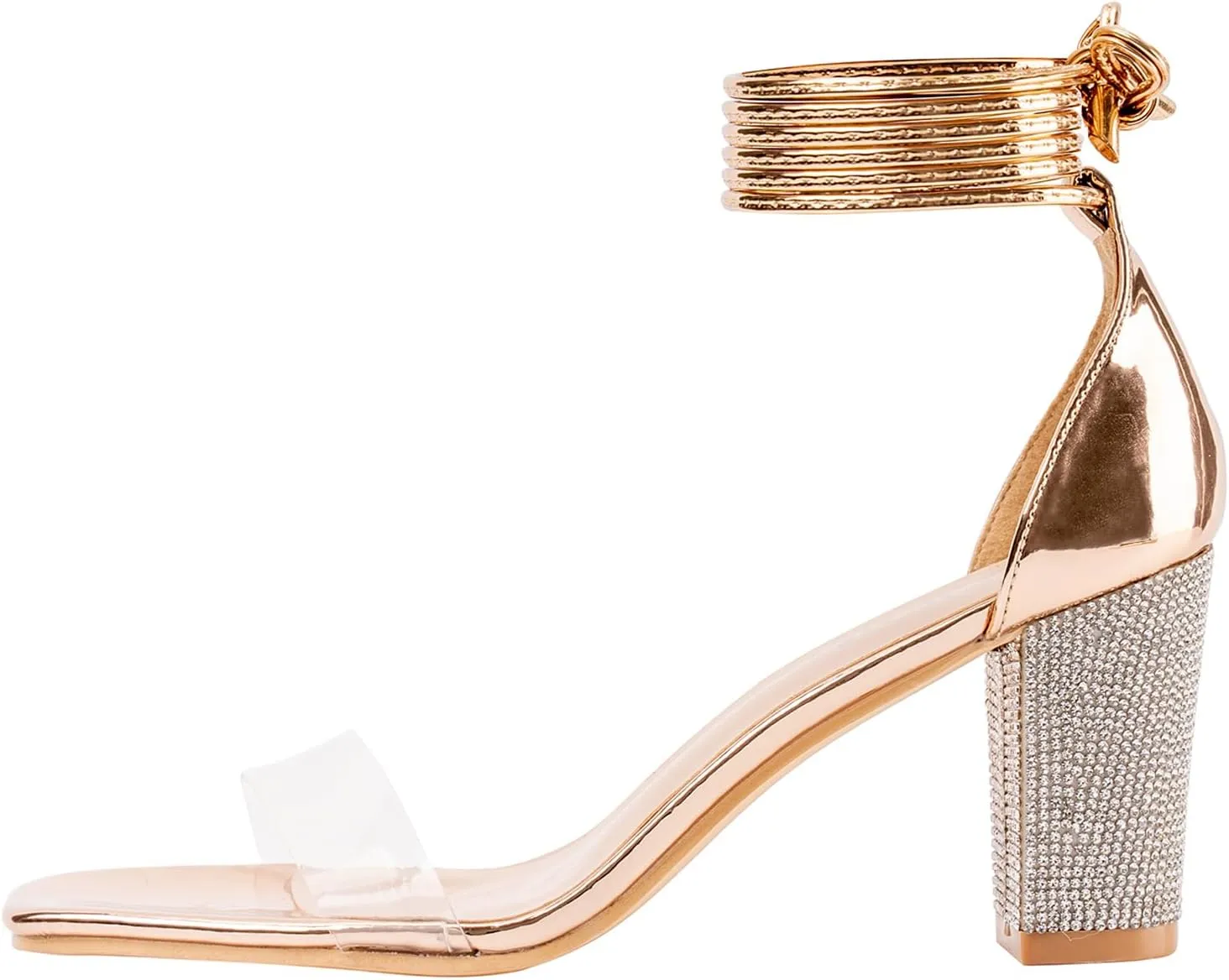 Women's Heels Chunky High Heels Sandals for Women Comfy Open Toe Strappy Rhinestone Heeled White Silver Gold Black Ankle Clear Dress Shoes