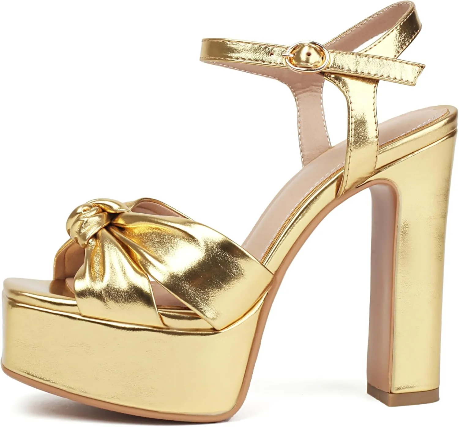 Women's High Chunky Platform Heels 5.5” Height Ajustable Ankle Strap Open Toe Party Dress Wedding Sandals