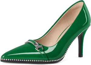 Women's High Heel Pumps Stiletto Heel Pumps for Women Pointed Toe Heels Elegant Classic 3.5 Inch Beaded Pumps