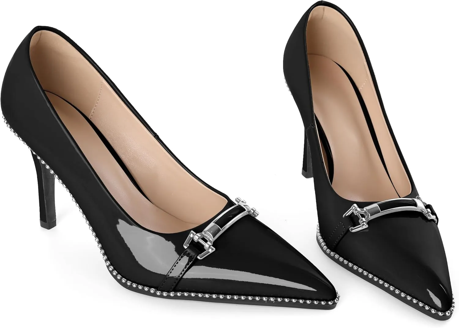 Women's High Heel Pumps Stiletto Heel Pumps for Women Pointed Toe Heels Elegant Classic 3.5 Inch Beaded Pumps