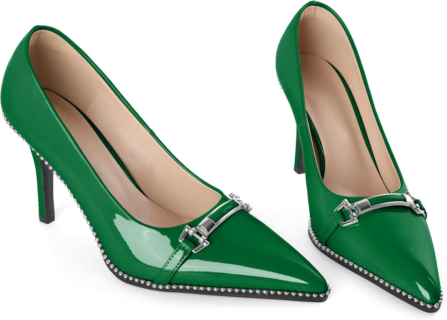 Women's High Heel Pumps Stiletto Heel Pumps for Women Pointed Toe Heels Elegant Classic 3.5 Inch Beaded Pumps