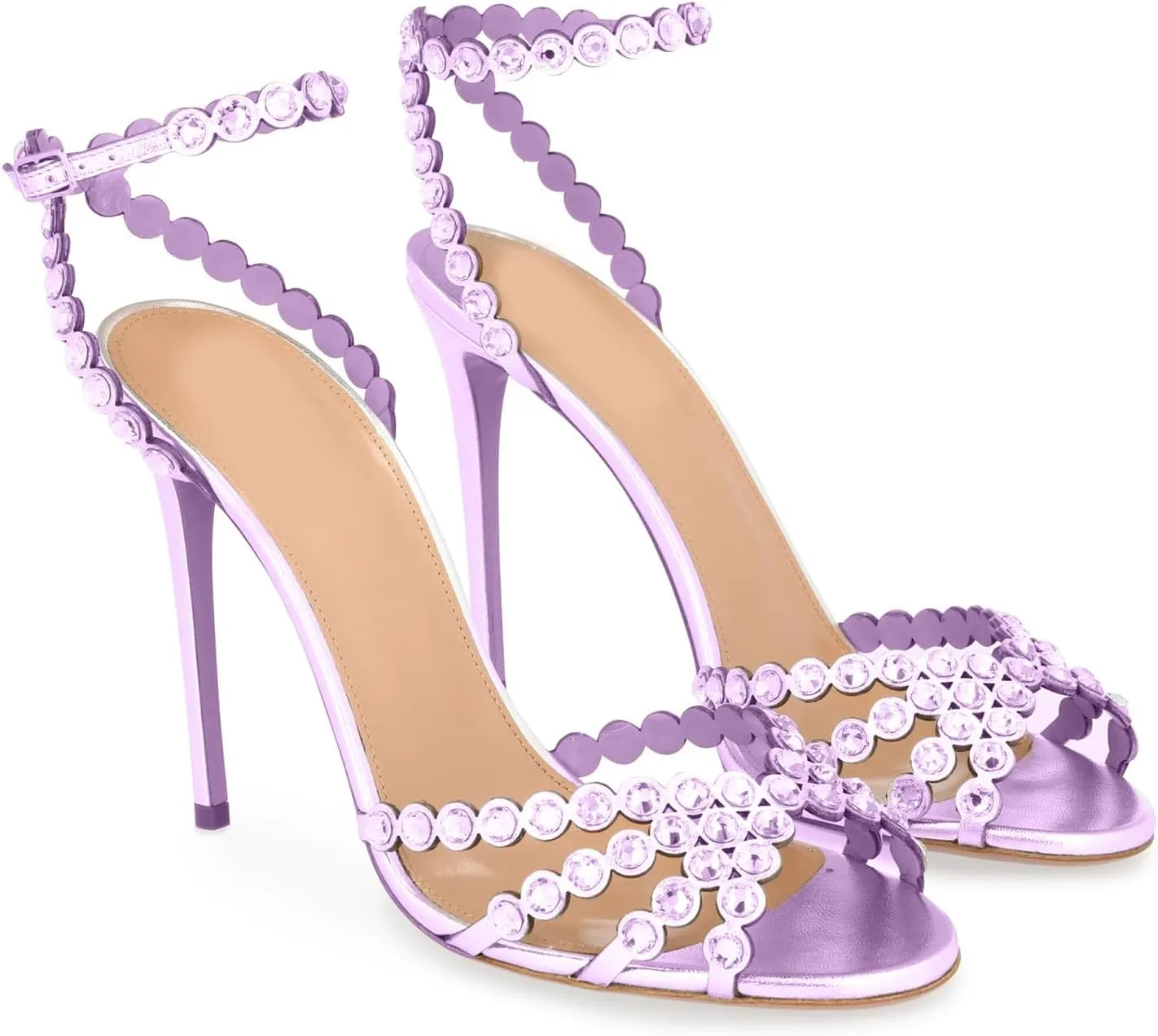 Women's High Heel Sandals with Sparkling Rhinestones by [Oakum] - Ankle Strap Design, Sexy & Elegant for Special Occasions