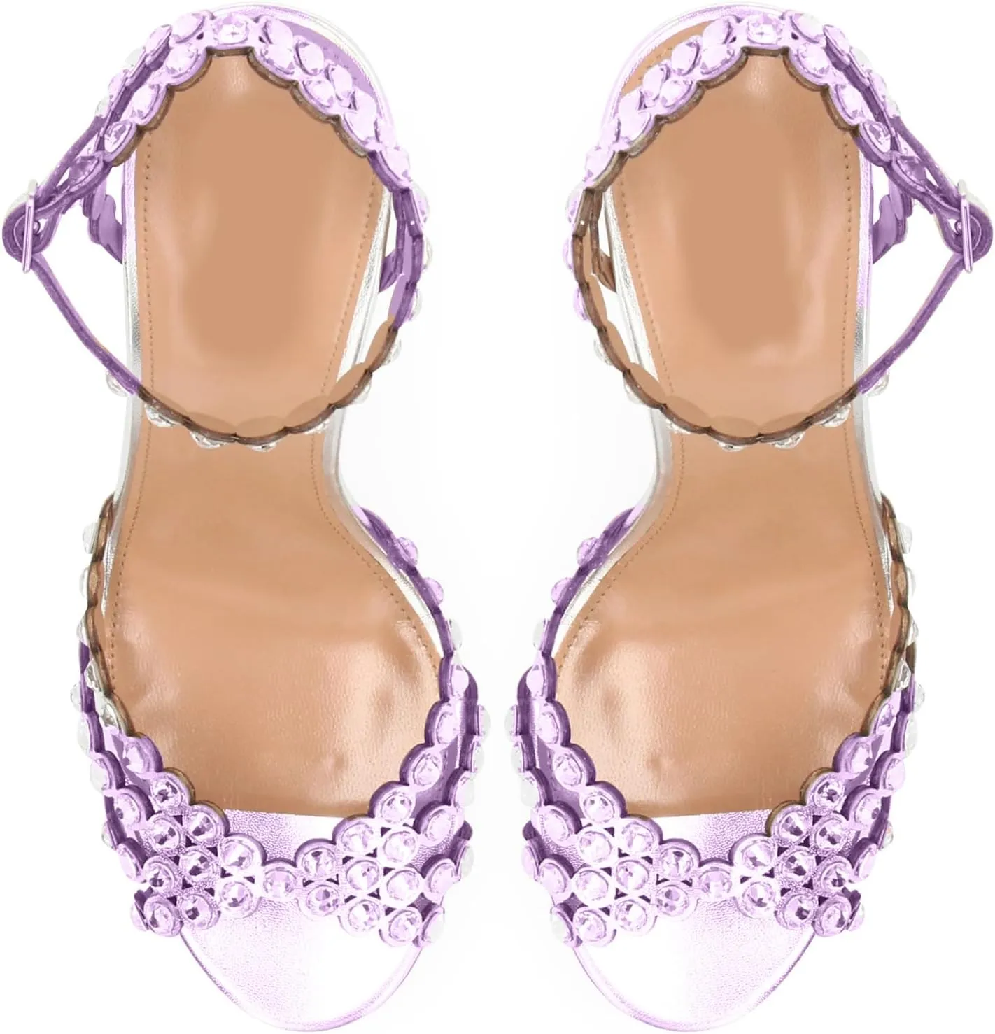 Women's High Heel Sandals with Sparkling Rhinestones by [Oakum] - Ankle Strap Design, Sexy & Elegant for Special Occasions