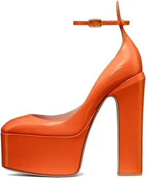 Women's High Heels Shoes Classic Platform Chunky Heels Elegant Round Toe Ankle Strap Pumps Perfect for Everyday Wear and Catwalk