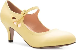 Women's Kitten Low Heels Round Toe Mary Jane Pumps - Adorable Vintage Retro Shoes- Unique Side Cut Out Design