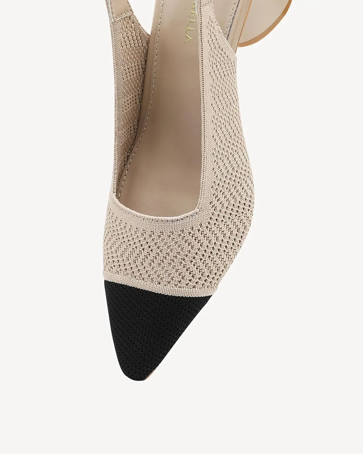 Women's Knit Pointed Toe Chunky Heel Sandals - Chunky Block Heel Summer Shoes, Breathable Sandals for Business and Daily Wear