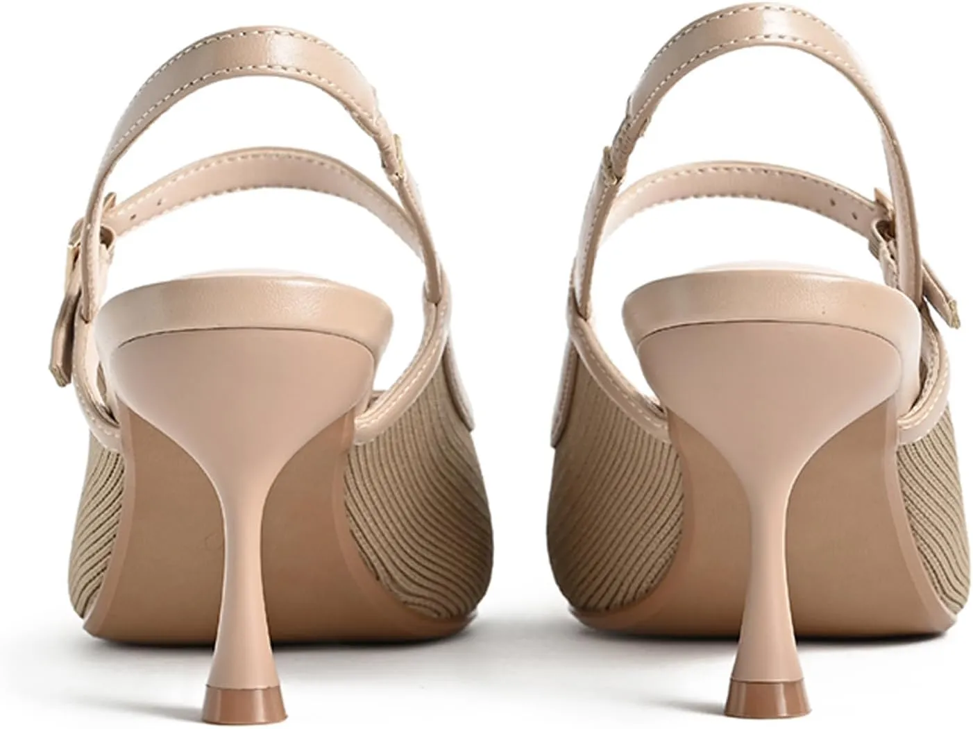 Women'S Knitted Slingback Kitten Heel High Heels Pointed Closed Toe Elegant Wedding Pumps With Ankle Strap Summer Breathable Formal Comfortable Shoes