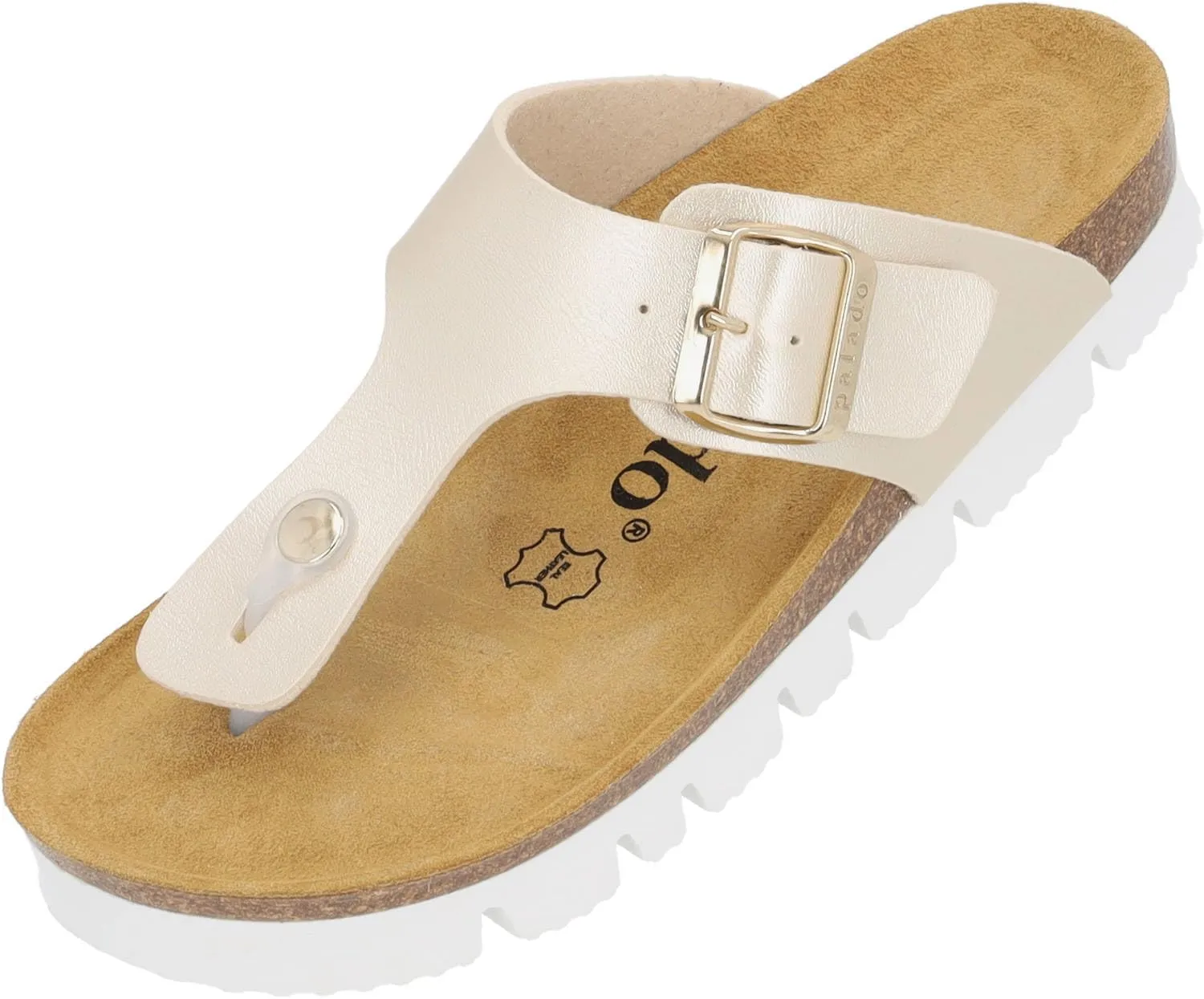 Women's Kos PL Metallic Toe Separator - Made in Spain - Upper with Shimmering Metallic Finish - Platform EVA Sole - Suede Insole
