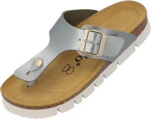 Women's Kos PL Metallic Toe Separator - Made in Spain - Upper with Shimmering Metallic Finish - Platform EVA Sole - Suede Insole