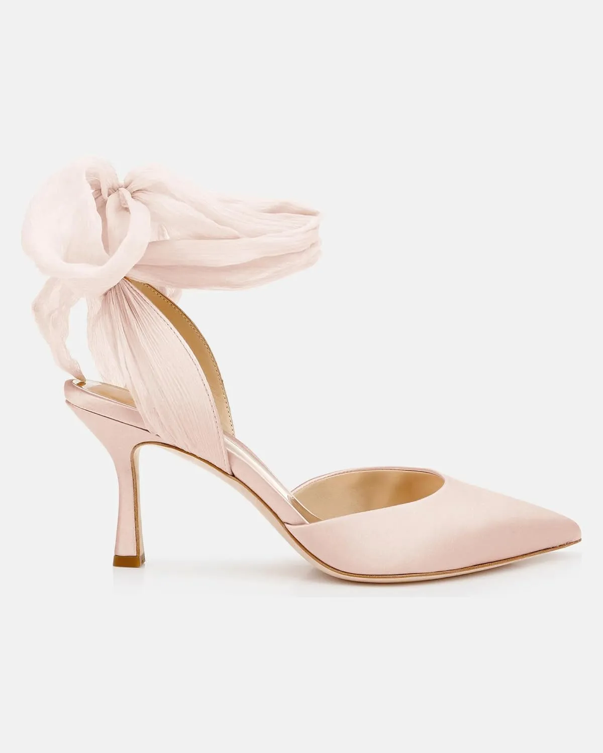 Womens Lace up Satin Heels Bow Pointed Closed Toe Bridal Dress Shoes Low Heel Wedding Elegant Pumps