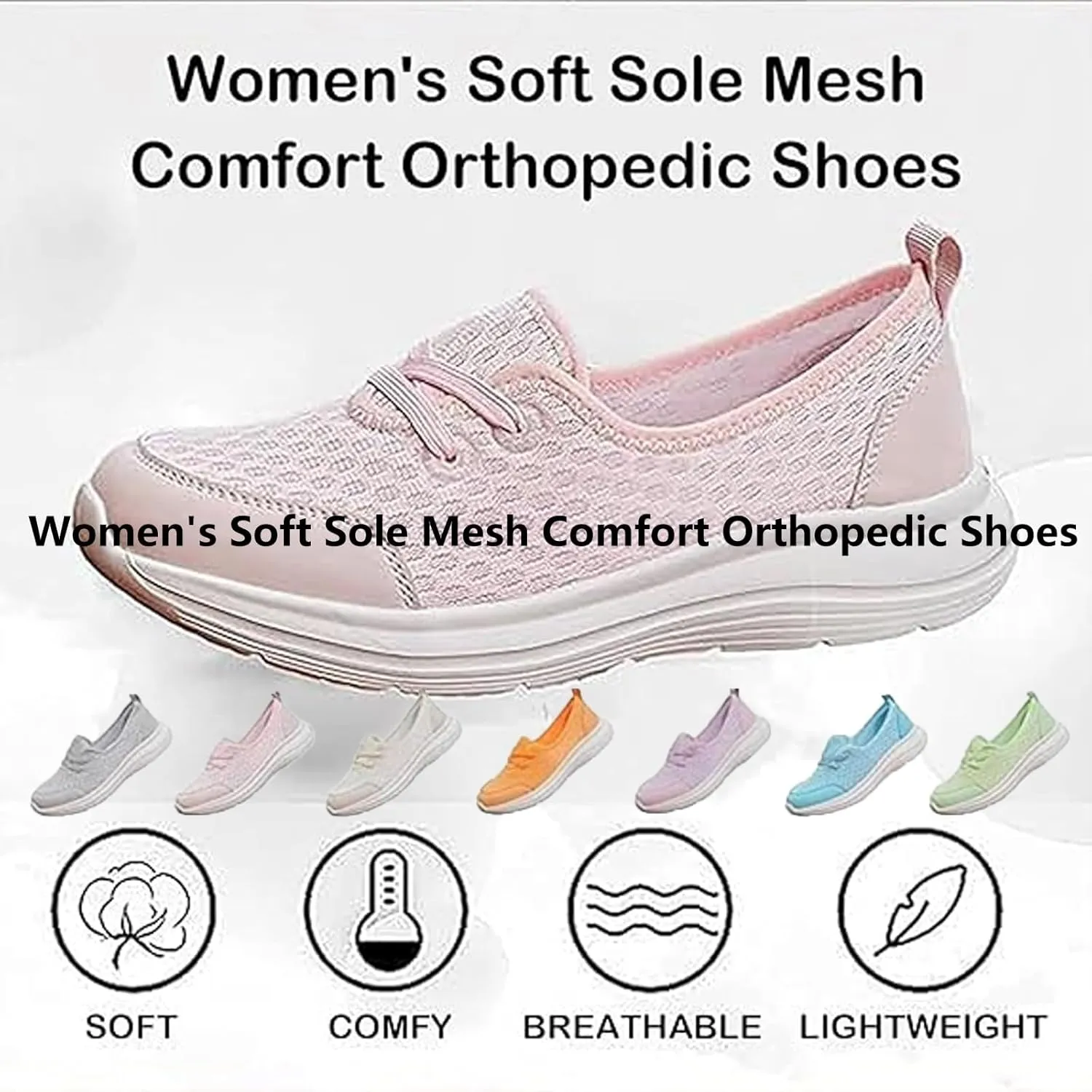 Women's Lightweight Soft Sole Mesh Comfort Orthopedic Shoes,Casual Breathable Soft Anti-Skid Sports Footwear