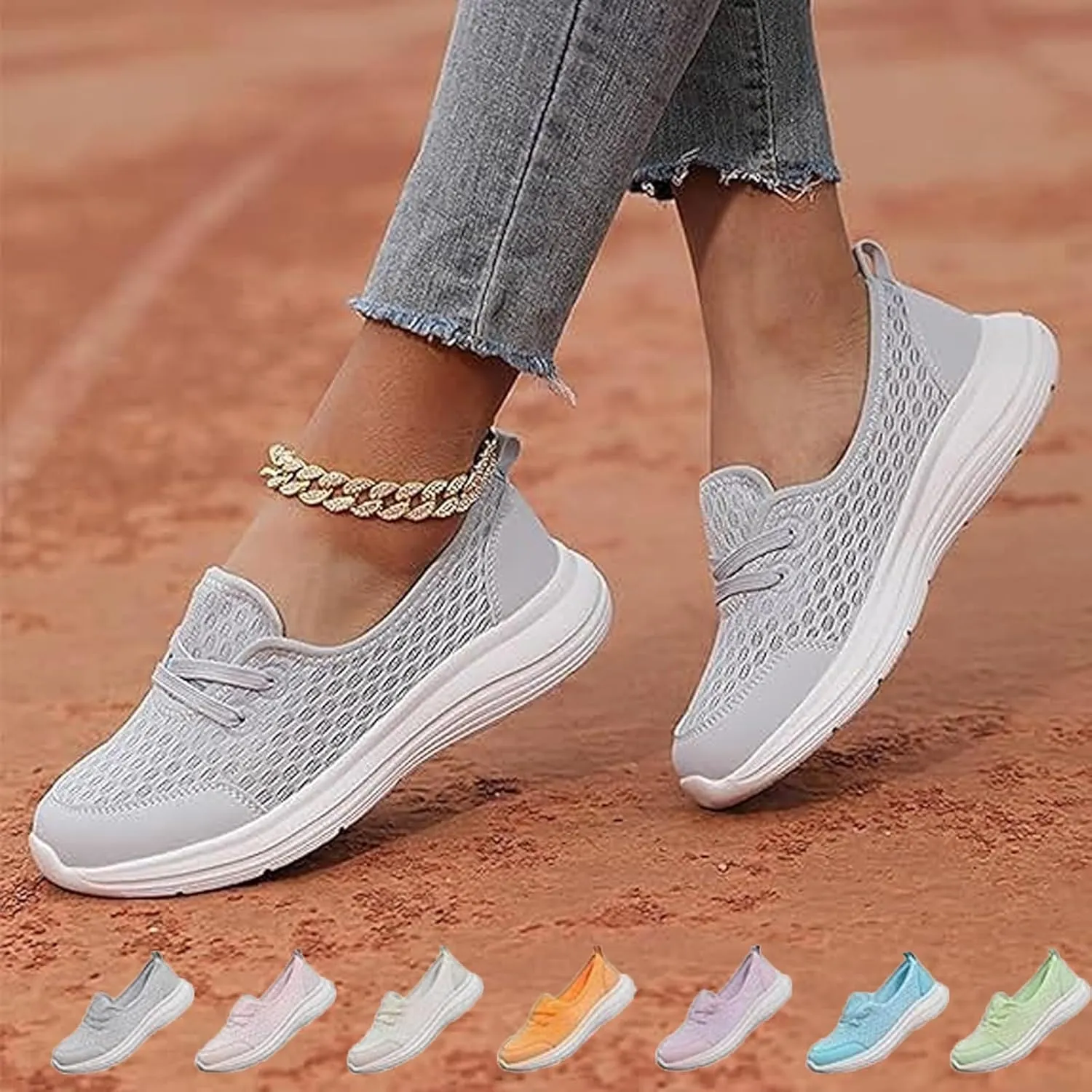 Women's Lightweight Soft Sole Mesh Comfort Orthopedic Shoes,Casual Breathable Soft Anti-Skid Sports Footwear