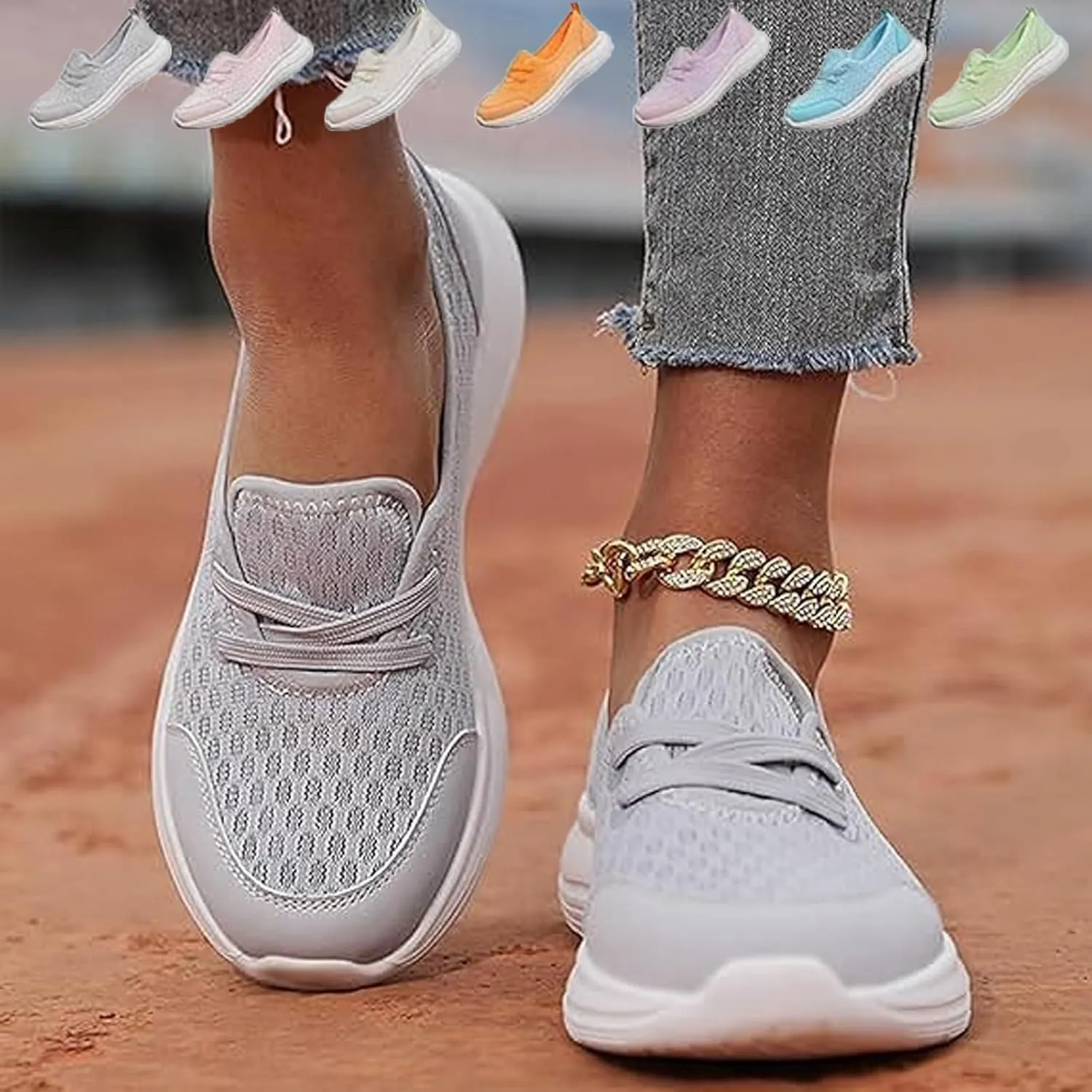 Women's Lightweight Soft Sole Mesh Comfort Orthopedic Shoes,Casual Breathable Soft Anti-Skid Sports Footwear
