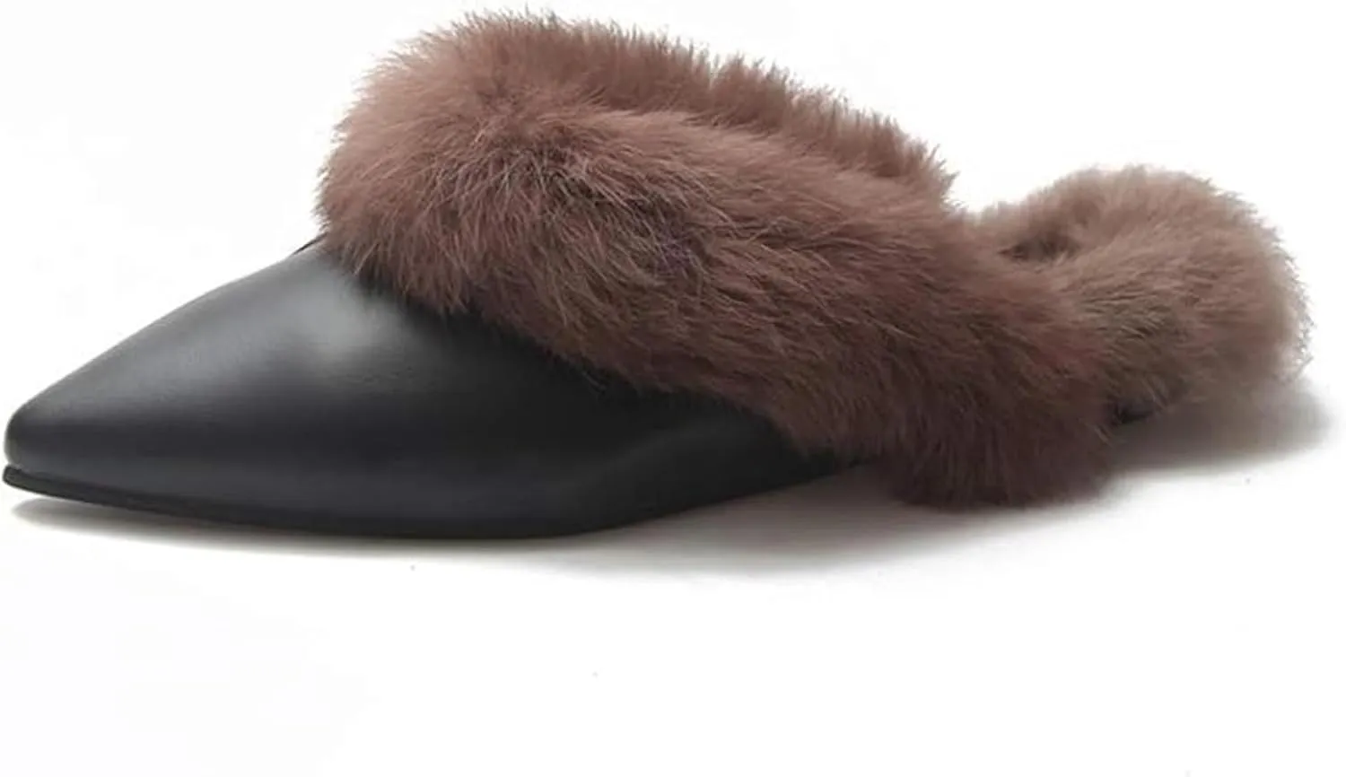 Women's Loafers, Comfortable Fur Velvet Backless Pointed Mule Slippers