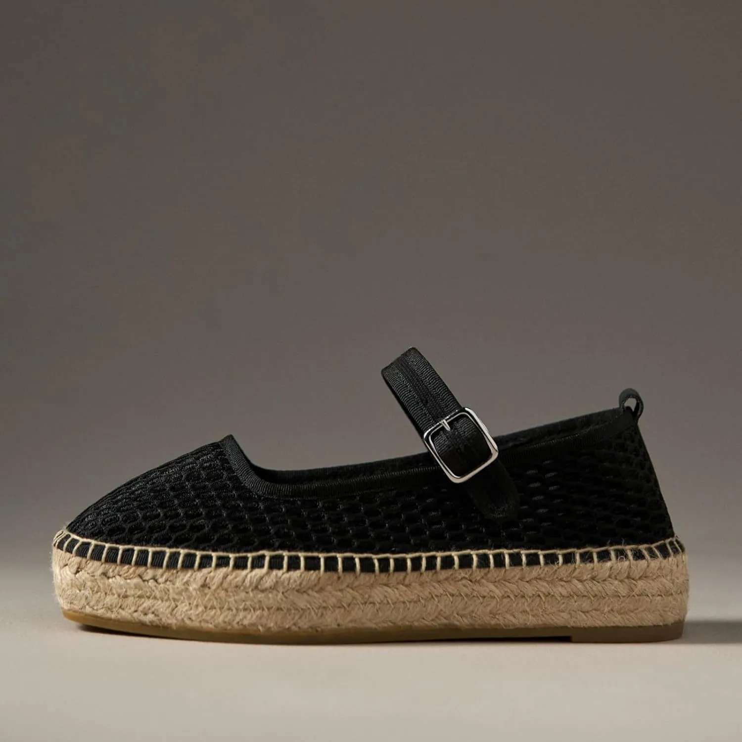 Women's Mary Jane Espadrilles Flats Platform Espadrilles Woven Outsole Shoes Canvas Flats