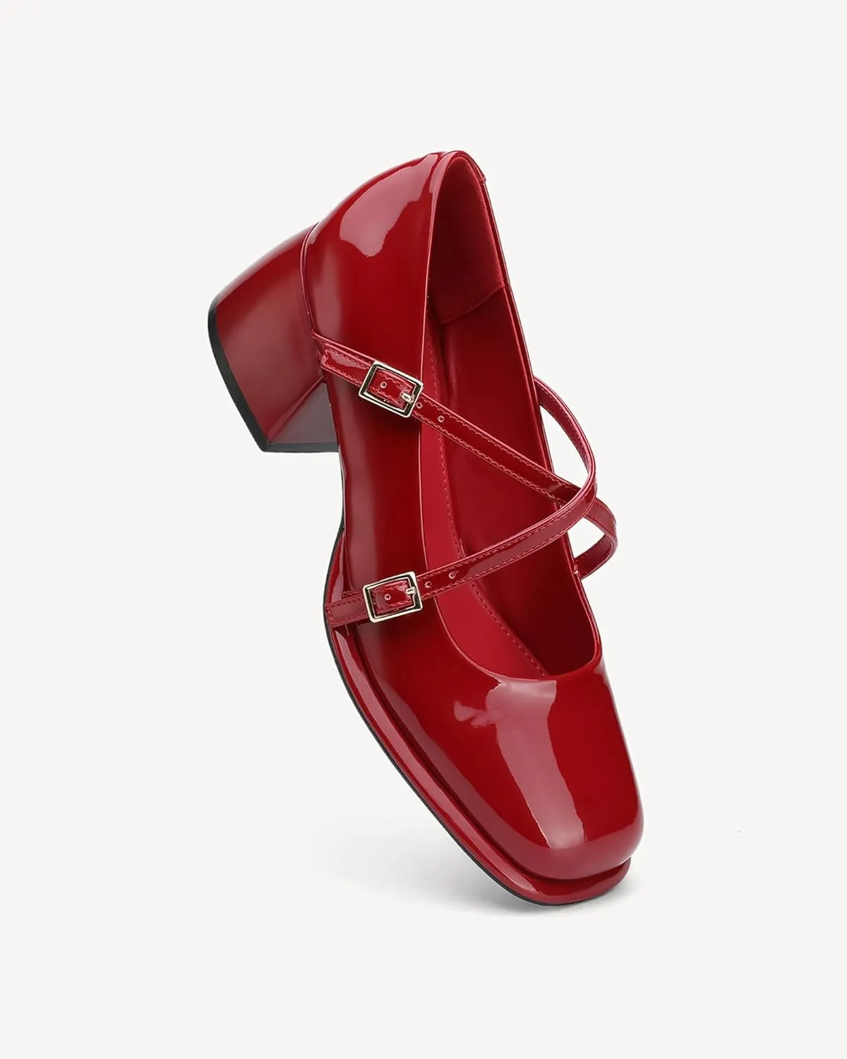 Women's Mary Jane Shoes Chunky Block Heel Wedding Dress Shoes for Women Low Heels Close Square Toe Pumps