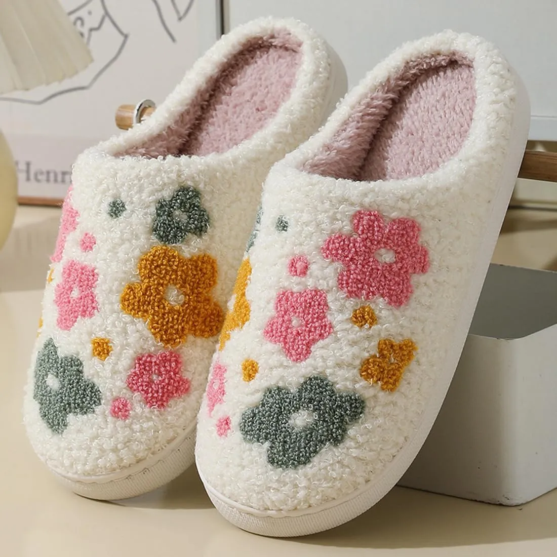 Women's Men's Cute Evil Eyes Slippers Strawberry Slippers Fuzzy Plush Soft Warm Home Bedroom House Shoes