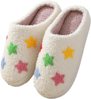 Womens Mens Slip on House Slippers Memory Foam Slippers Scuff Outdoor Indoor Warm Plush Bedroom Shoes