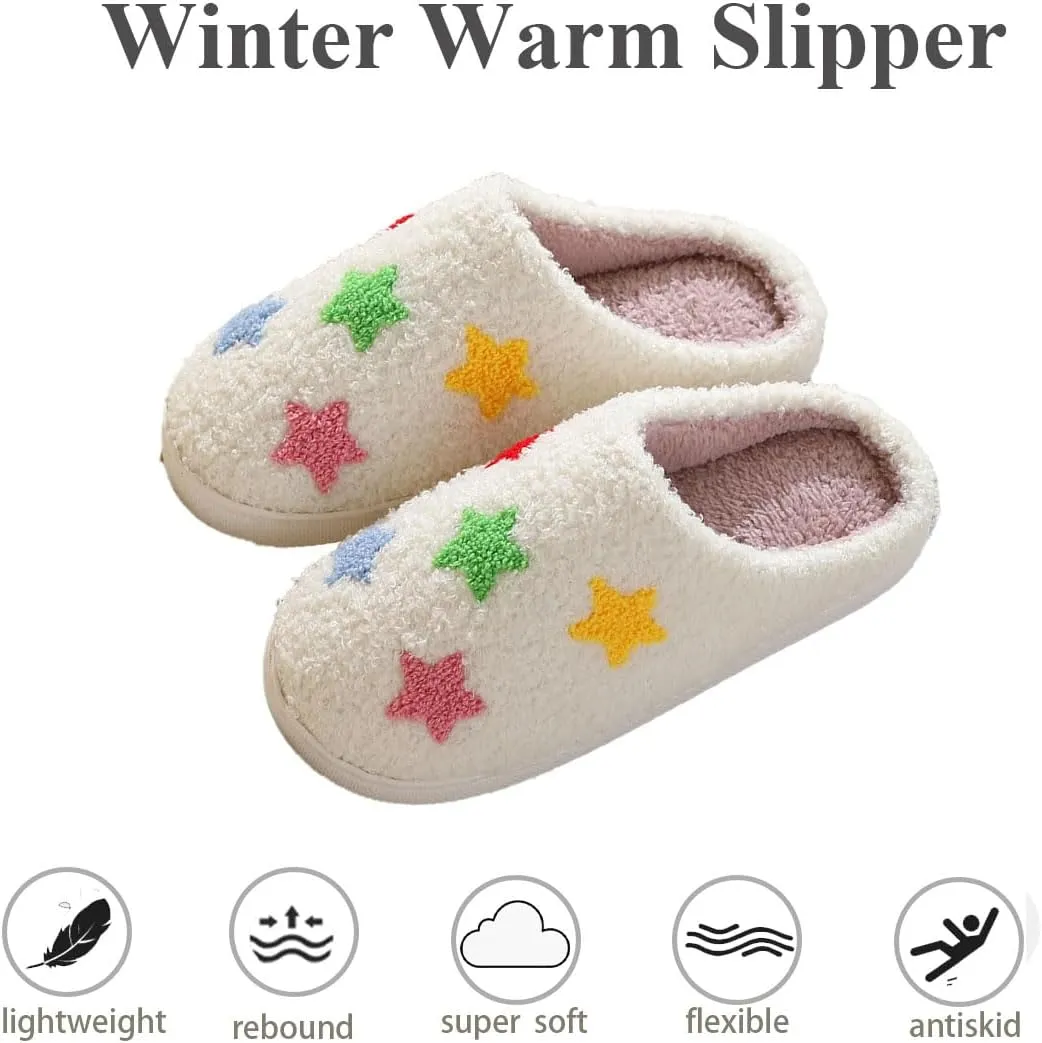 Womens Mens Slip on House Slippers Memory Foam Slippers Scuff Outdoor Indoor Warm Plush Bedroom Shoes