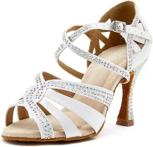 Women's Open-Toe Latin Dance Shoes - Stylish Ballroom Salsa Tango Heels, 10CM/3.9Inch Heel Height