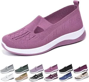 Womens Orthopedic Shoes Slip on Walkingshoes Mesh Breathable Soft Woven Shoe Non-Slip Footwear Lightweight Comfortable Arch Support Sneakers