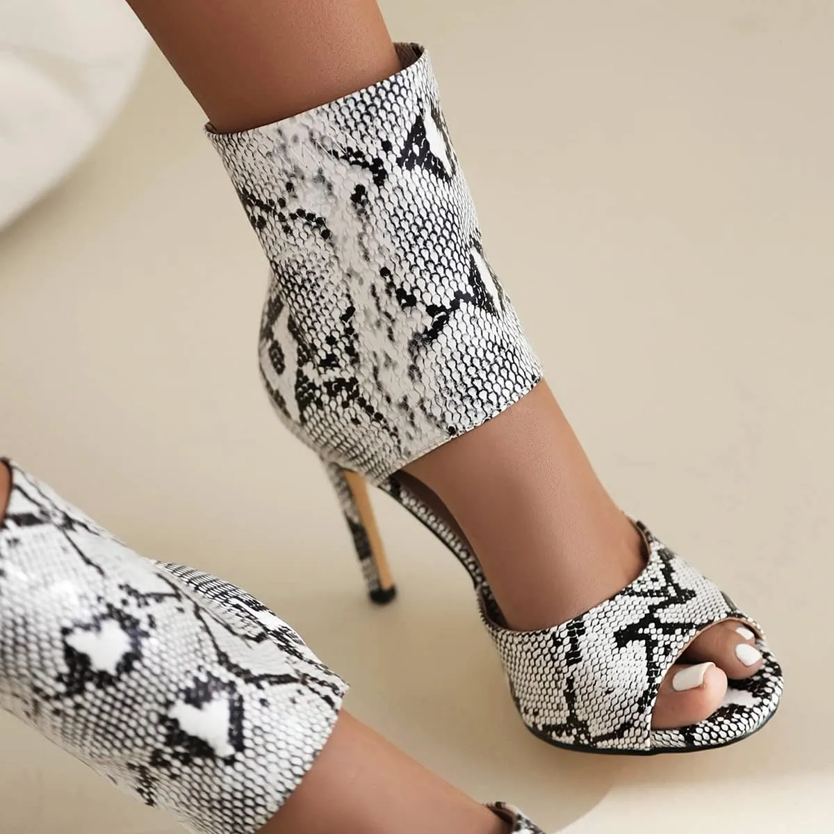 Women's Peep Toe Mesh Ankle Boots Cutout Summer Booties