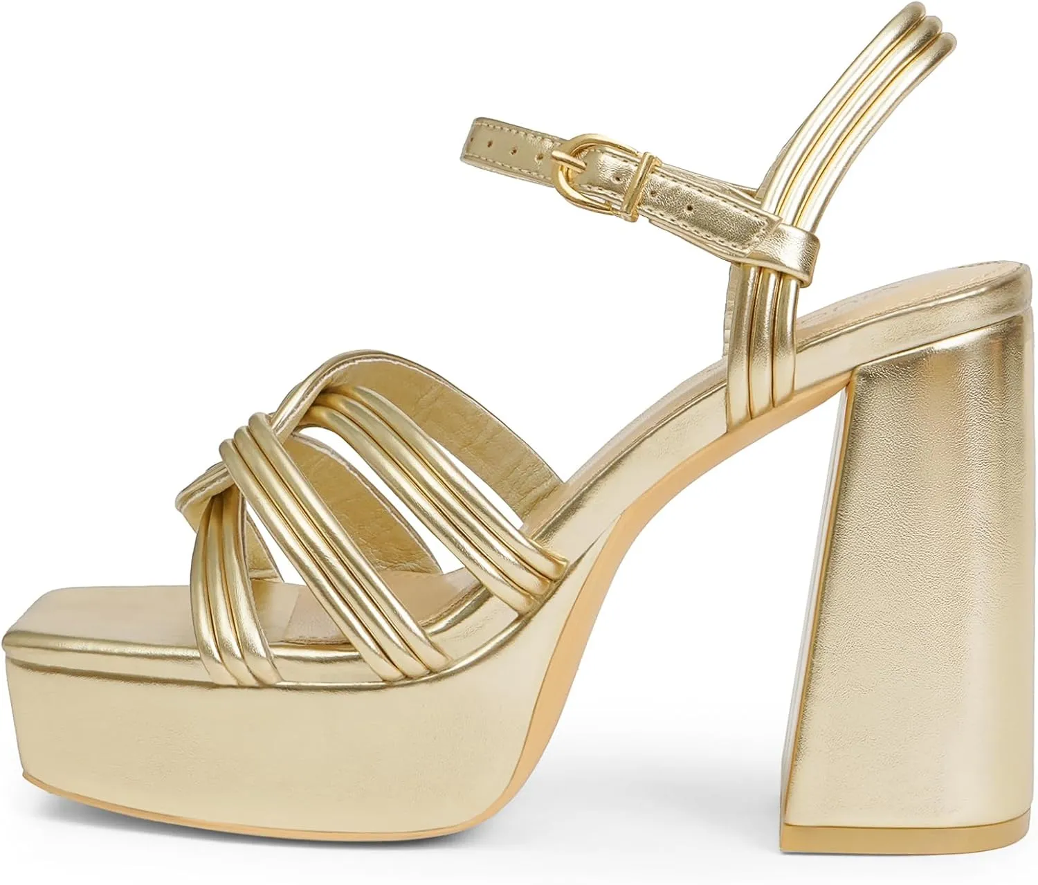 Women‘s Platform Chunky High Heels Square Open Toe Sandals with Ankle Strap y2k Shoes for Party, Prom