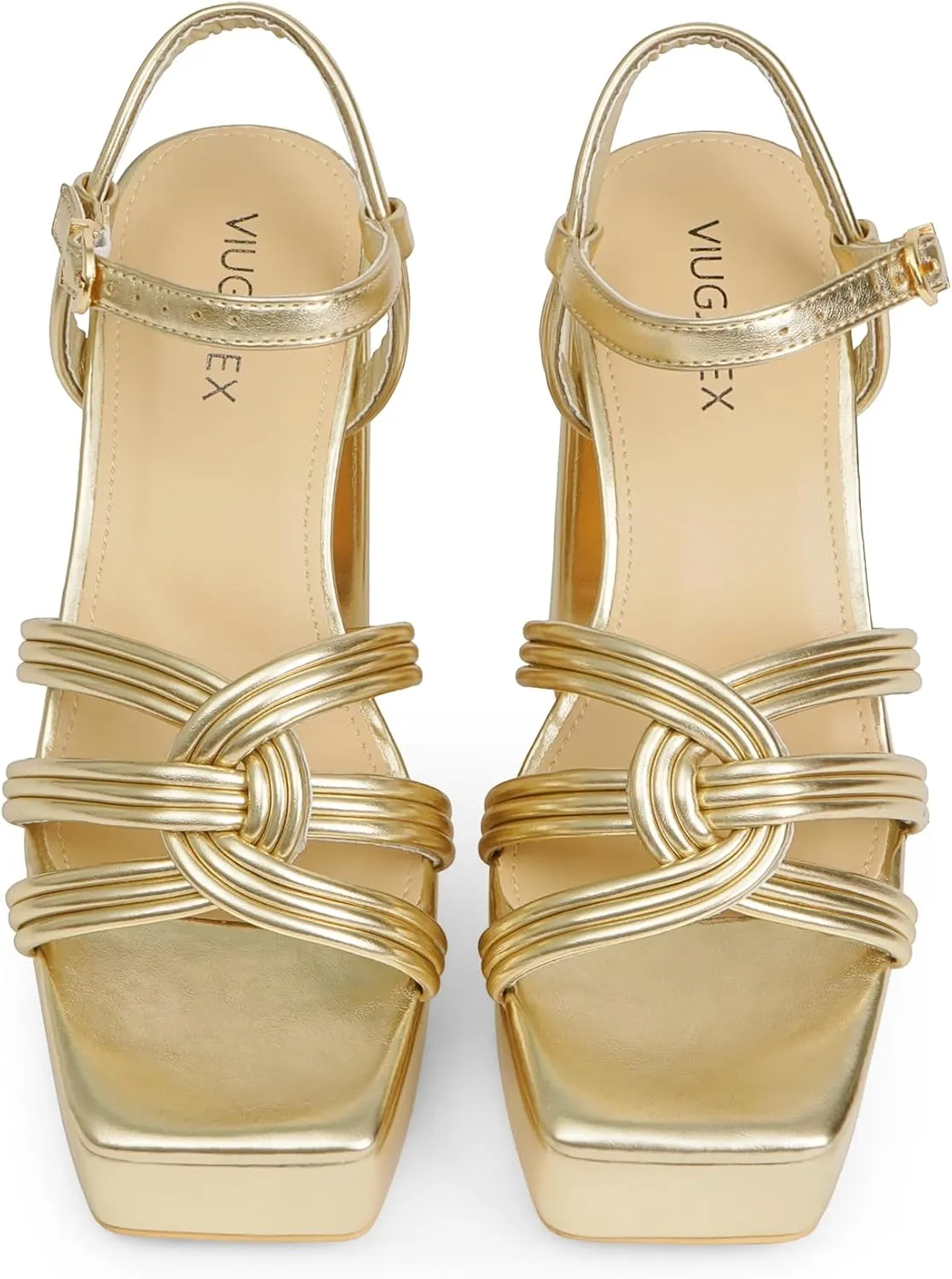 Women‘s Platform Chunky High Heels Square Open Toe Sandals with Ankle Strap y2k Shoes for Party, Prom