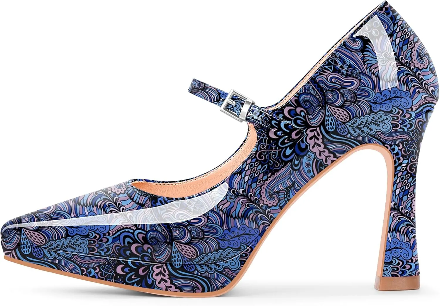 Women's Platform Mary Jane Pumps Pointed Toe Buckle Strap Stiletto High Heel Dress Shoes