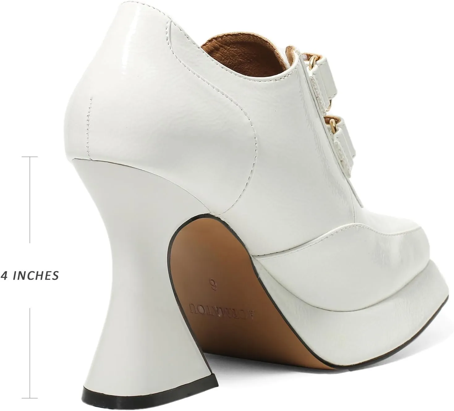 Women's Platform Pumps Patent Leather Chunky Heels Square Toe High Heel Booties Platform Boots for Women Dress Shoes