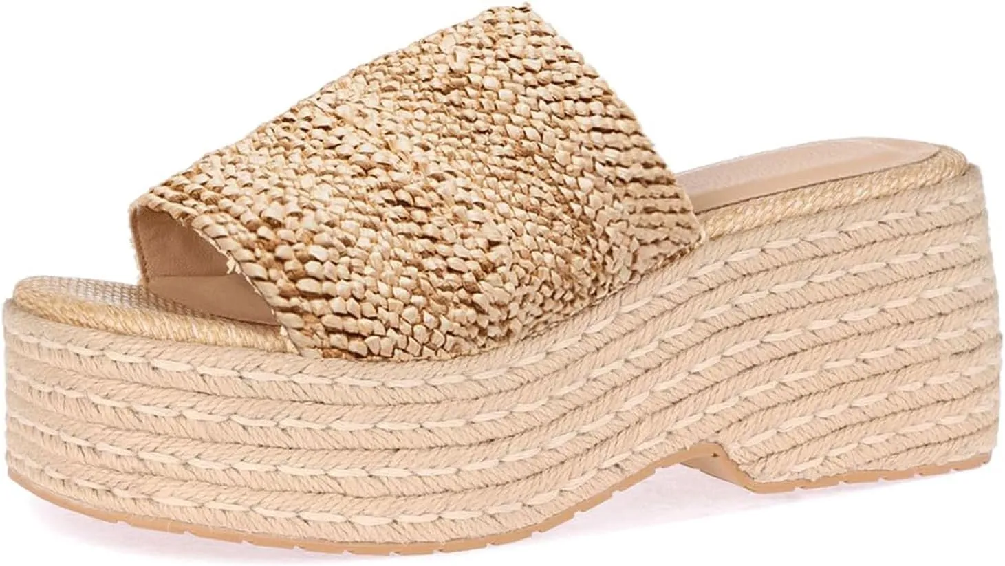 Womens Platform Sandals Slip On Wedge Slides Sandals Flatform Espadrilles Open Toe Summer Outdoor bohemian beach sandals