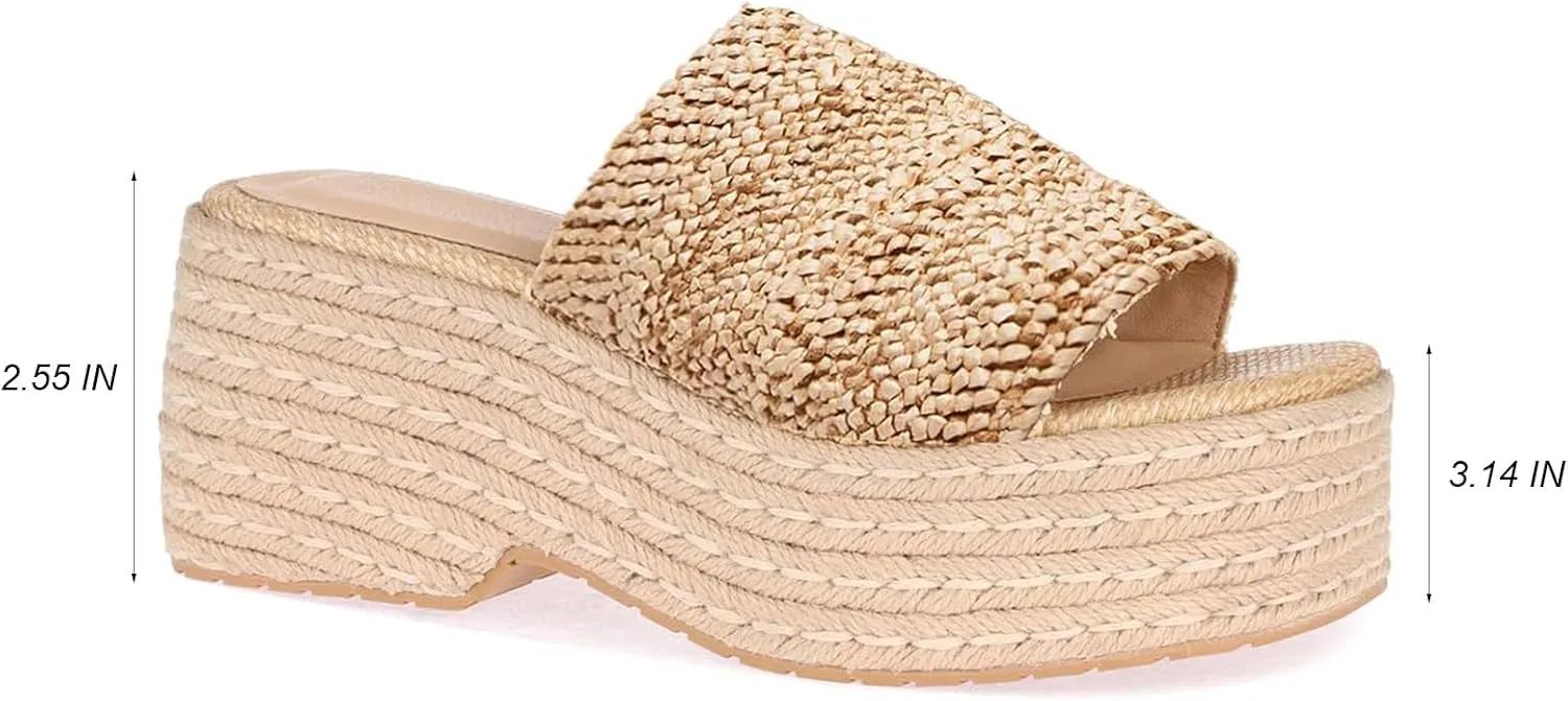 Womens Platform Sandals Slip On Wedge Slides Sandals Flatform Espadrilles Open Toe Summer Outdoor bohemian beach sandals