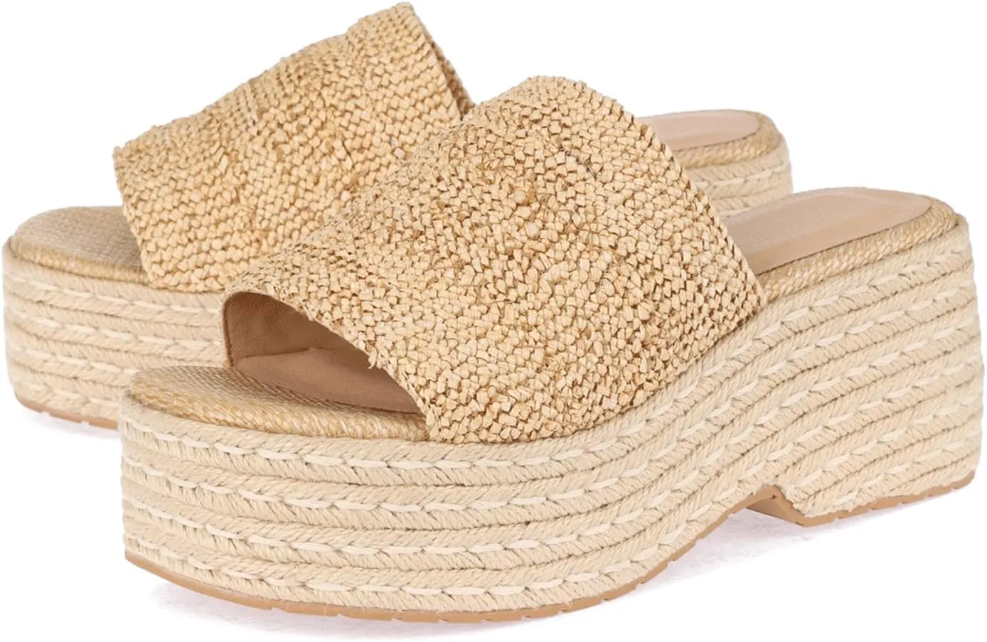 Womens Platform Sandals Slip On Wedge Slides Sandals Flatform Espadrilles Open Toe Summer Outdoor bohemian beach sandals