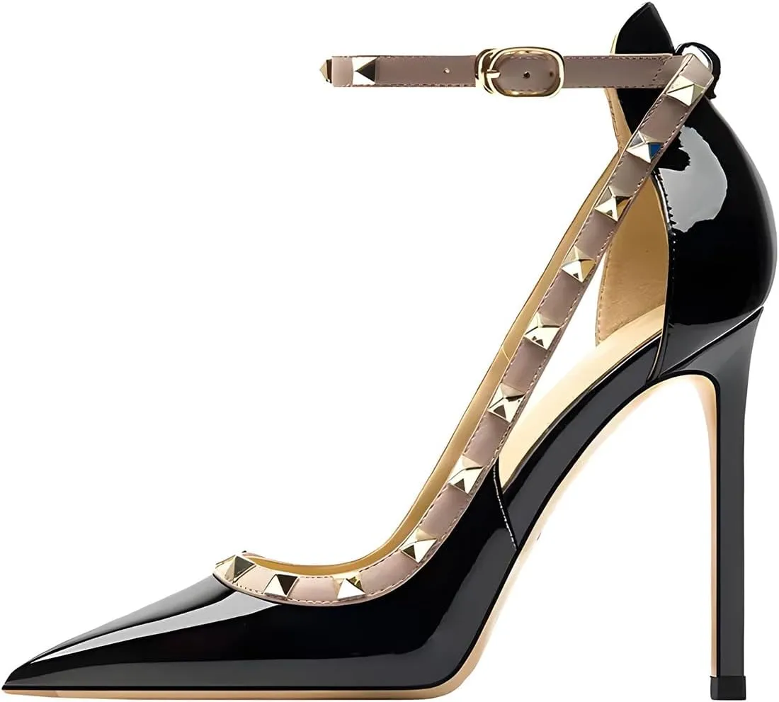 Women's Pointed-Toe Bag-Toe Strappy High-Heeled Shoes Sexy Stiletto Pumps