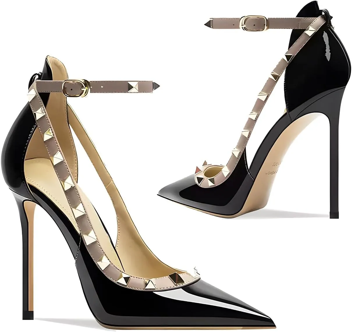 Women's Pointed-Toe Bag-Toe Strappy High-Heeled Shoes Sexy Stiletto Pumps